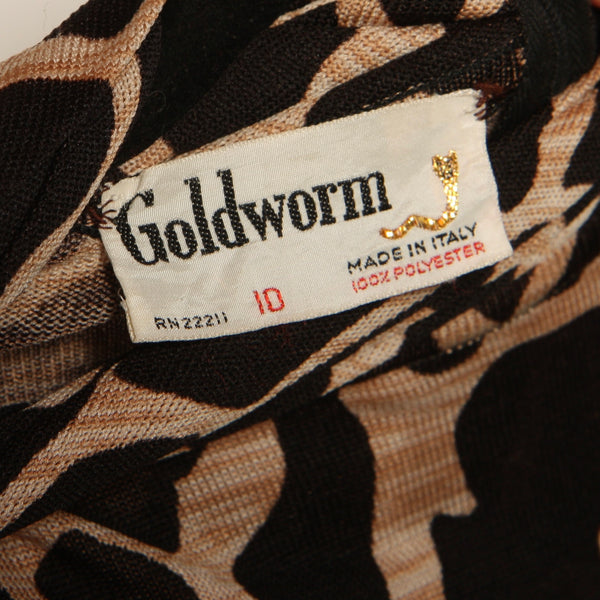 Vintage 70's Goldworm Italy Graphic Giraffe Print Midi Dress
