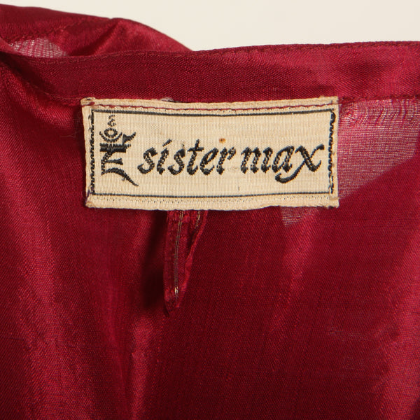Vintage 60's Sister Max Silk + Metallic Embroidery India Dress