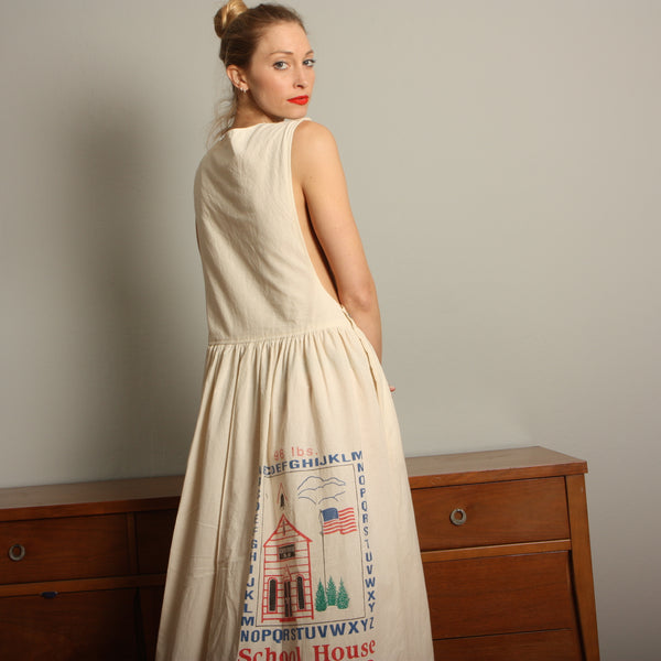 Vintage Cotton Feedsack Jumper Dress