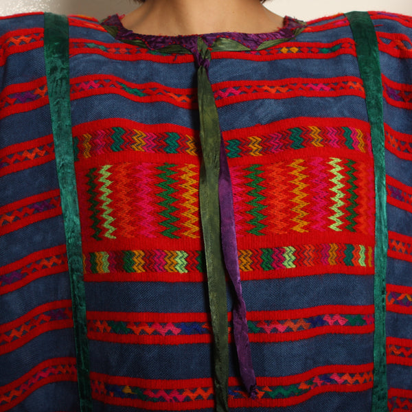 Vintage 70's Indigo Dyed Gautemalan Huipil Dress