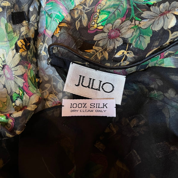 Vintage 70's Julio Espada Silk Backless Scarf Blouse