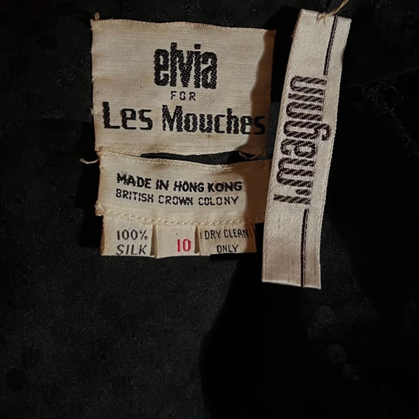 Vintage 70's Elvia for Les Mouches Plunging Silk Wrap Dress