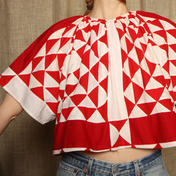 Trapeze Top - 1920's Americana Hand Pieced Quilt