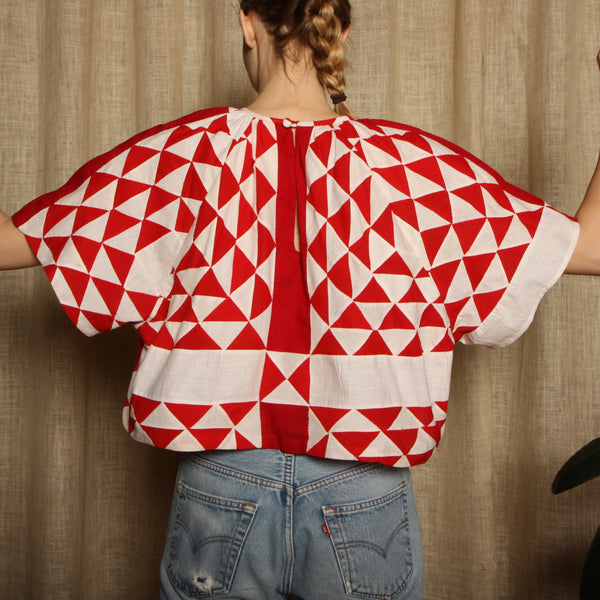 Trapeze Top - 1920's Americana Hand Pieced Quilt