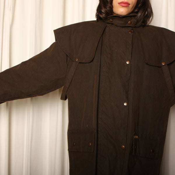 Vintage 80's Australian Oilskin Drover's Trench Coat