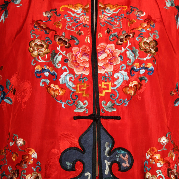 Vintage 40's Embroidered Chinese Silk Pajama Set