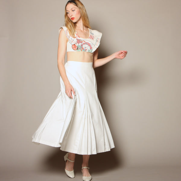 Vintage 90's Laura Ashley Linen Pleat Skirt