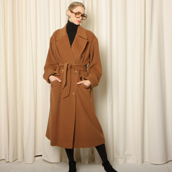 Vintage 80's Alexon Caramel Cashmere/Angora Coat