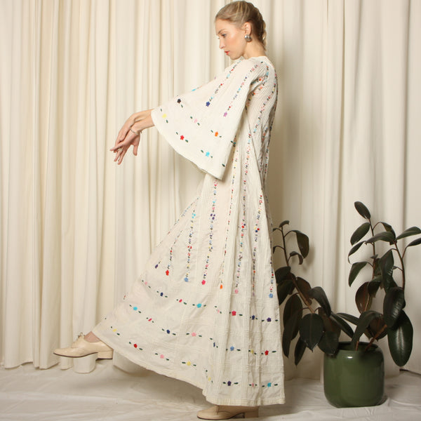 Vintage 60's Hand Embroidered Mexican Pintuck Dress