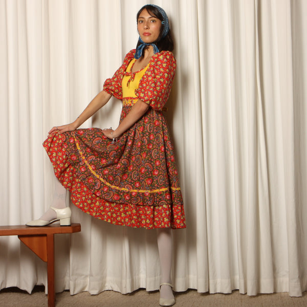 Vintage 70's Patchwork Calico Floral Cotton Prairie Dress Vintage 70's Patchwork Calico Floral Cotton Prairie Dress