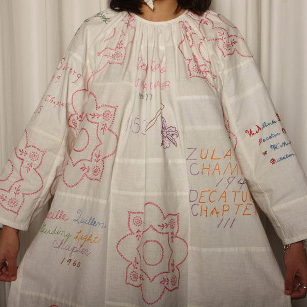 Trapeze Dress - Vintage Hand Embroidered Quilt Blocks