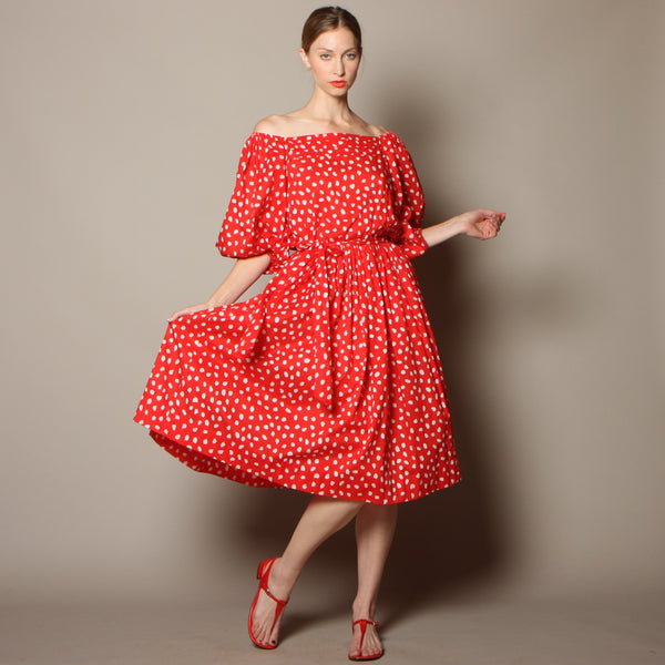 Vintage 70's Stanley Sherman Cotton Dots Dress