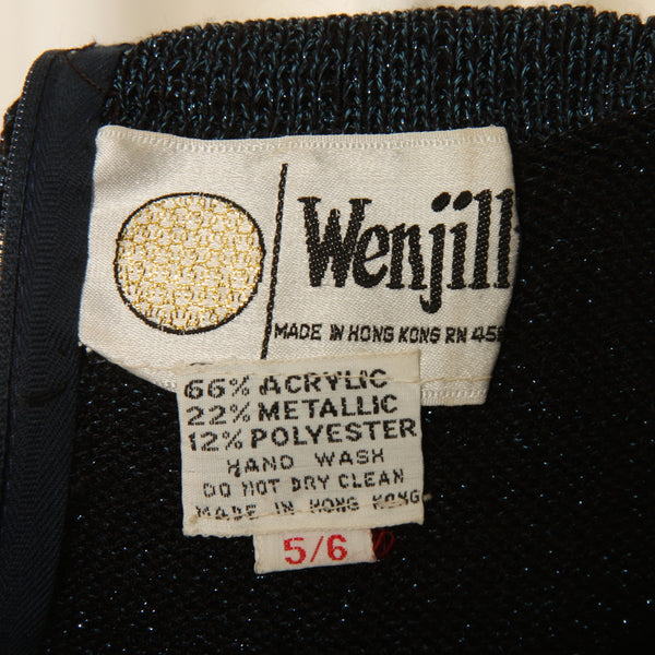 Vintage 70's Wenjilli Sapphire Lurex Knit Maxi Dress