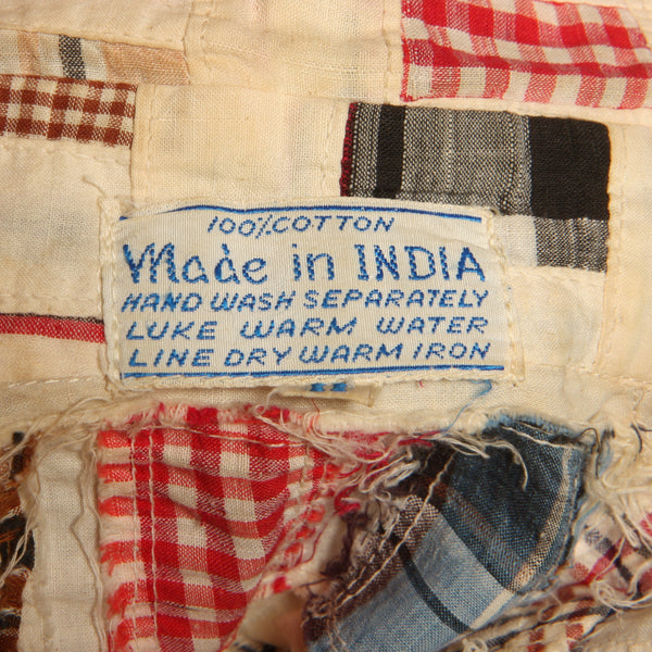 Vintage 70's Indian Cotton Patchwork Quilt Shirt