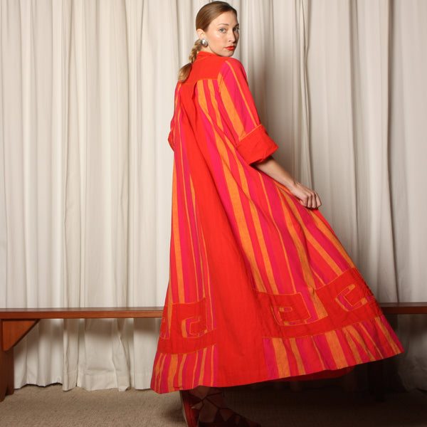 Vintage 70's Josefa Mexico Applique Cotton Maxi Dress