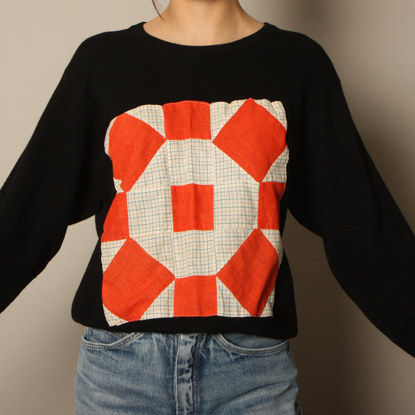 Vintage 80's Cashmere with Quilted Applique Sweater