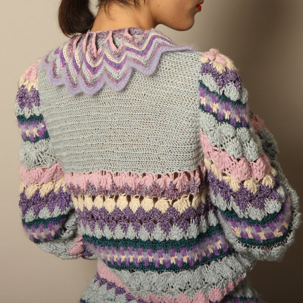 Vintage 80's OOAK Hand Knit Fiber Art Sweater