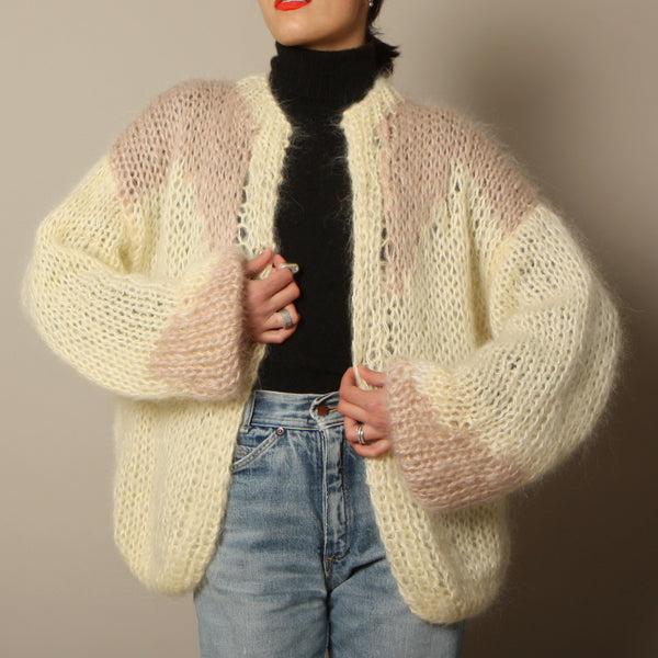 Vintage Softest Hand Knit Balloon Sleeve Sweater Coat