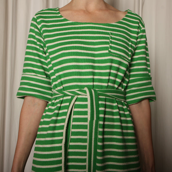 Vintage 70's Handmade Terry Knit Stripe Midi Dress