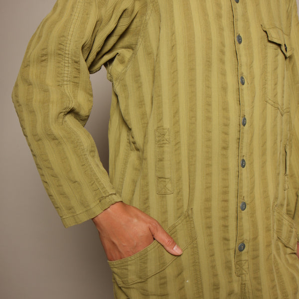 Vintage 80's Moss Cotton Striped Union Jumpsuit