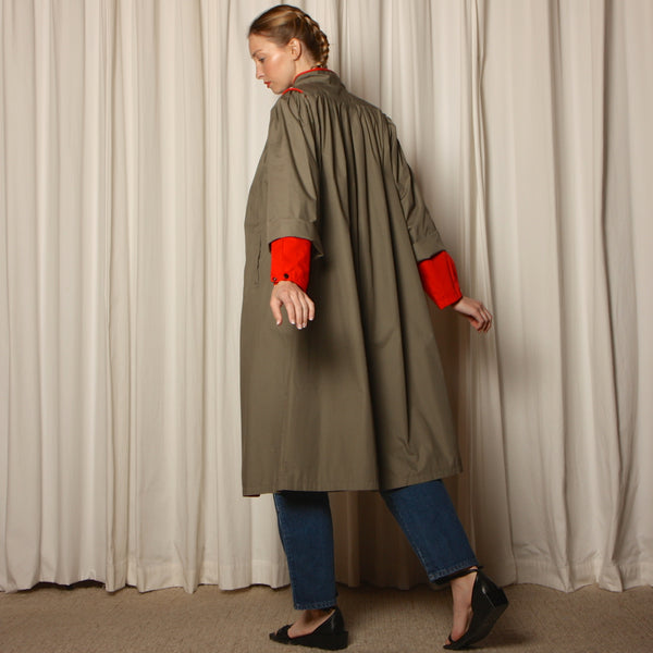 Vintage 80's Two-Tone Layered Cotton Pleated Trench