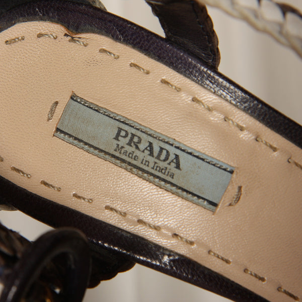 2011 Prada Runway Woven Leather India Collection Heels