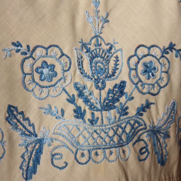 Vintage 40's Cornflower Embroidered Cotton Dress