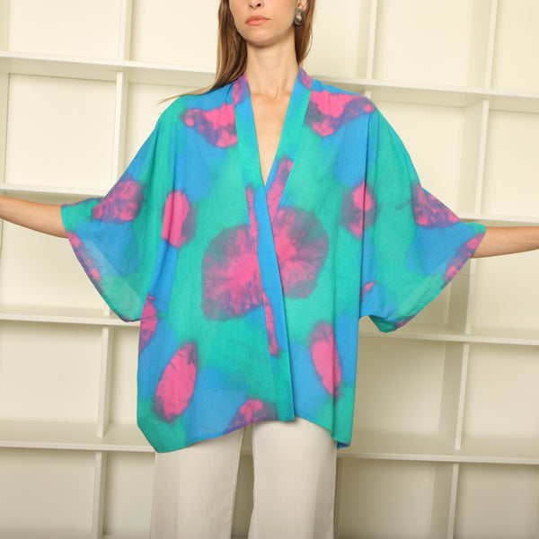 Vintage Hand Dyed Gauze Rorschach Kimono