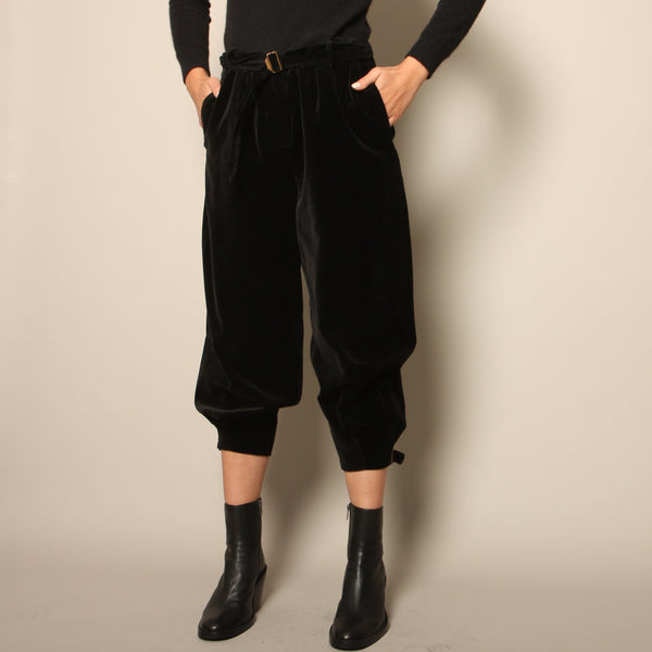Yves Saint Laurent Black Velvet Crop Knickers Pants