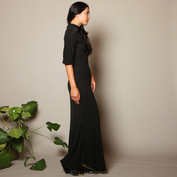 Vintage 30's Silk Crepe Jersey Bias Gown