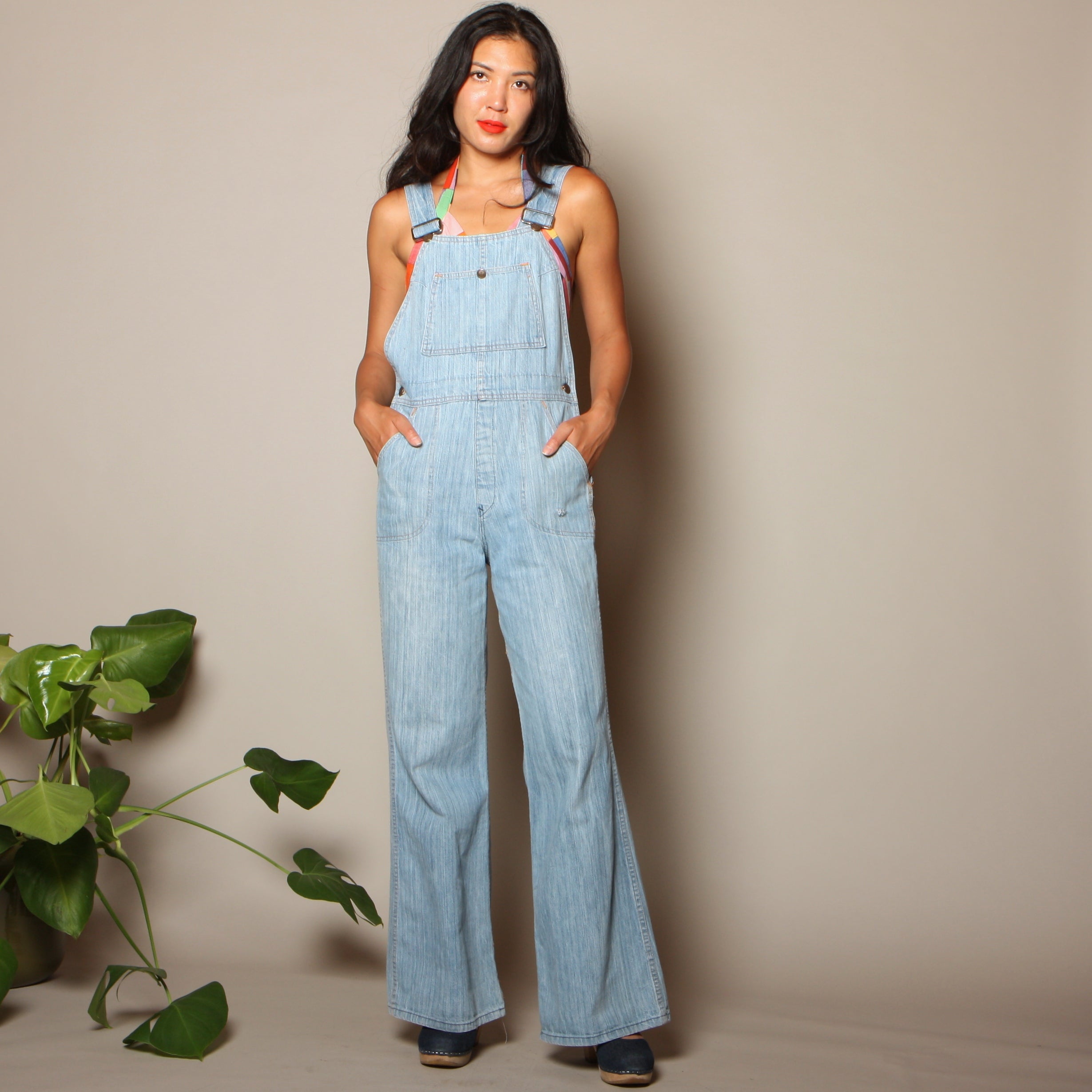 Vintage 70's Pale Blue Denim Flare Overalls – Opal Pineapple