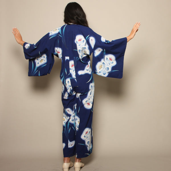 Vintage 70's OOAK Cotton Airbrush Print Kimono Jumpsuit