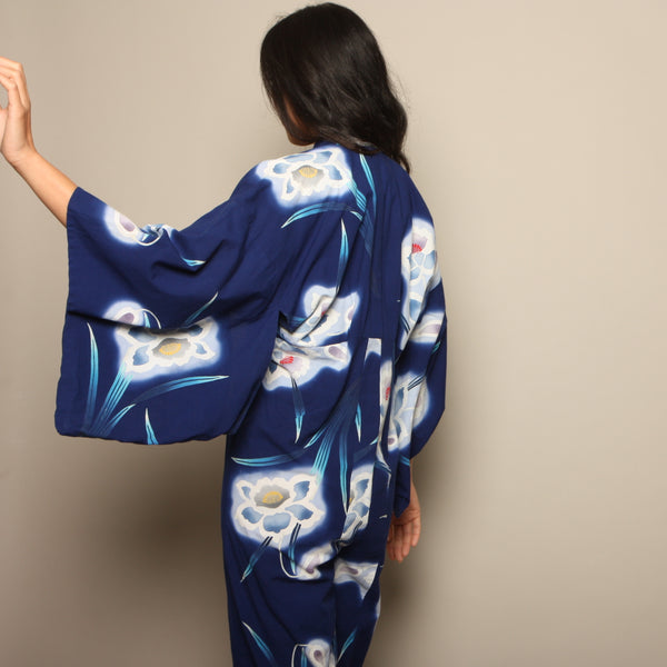 Vintage 70's OOAK Cotton Airbrush Print Kimono Jumpsuit