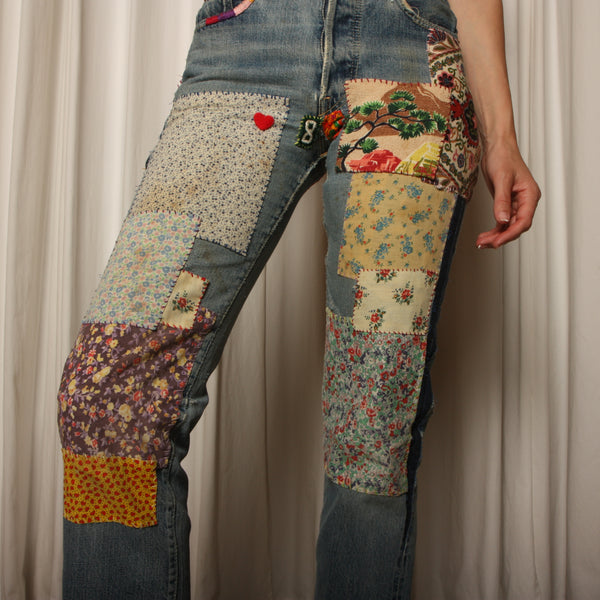 70s Patchwork Selvedge Jeans - Lucky Vintage
