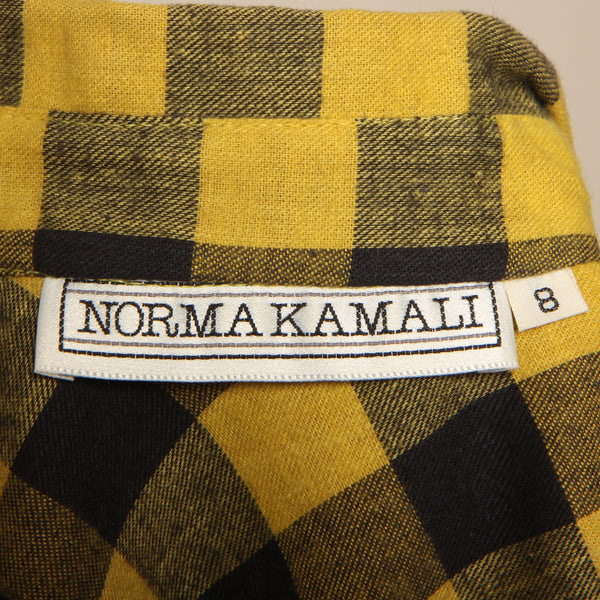 Vintage 80's Norma Kamali Mustard Plaid Flannel Shirt Dress
