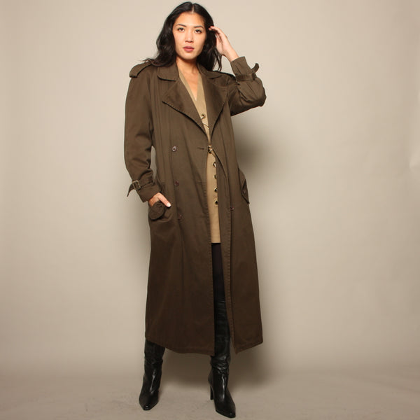 Vintage 1980's OMO Norma Kamali Belted Cotton Trench