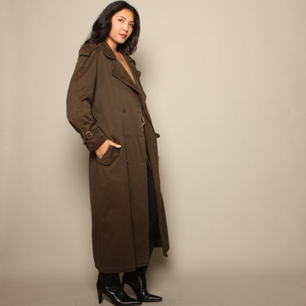 Vintage 1980's OMO Norma Kamali Belted Cotton Trench