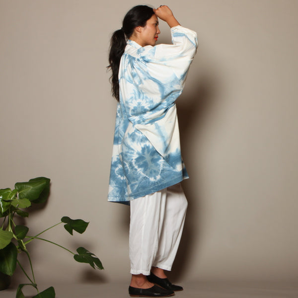 Shibori Tie Dyed Cotton Cocoon Jacket