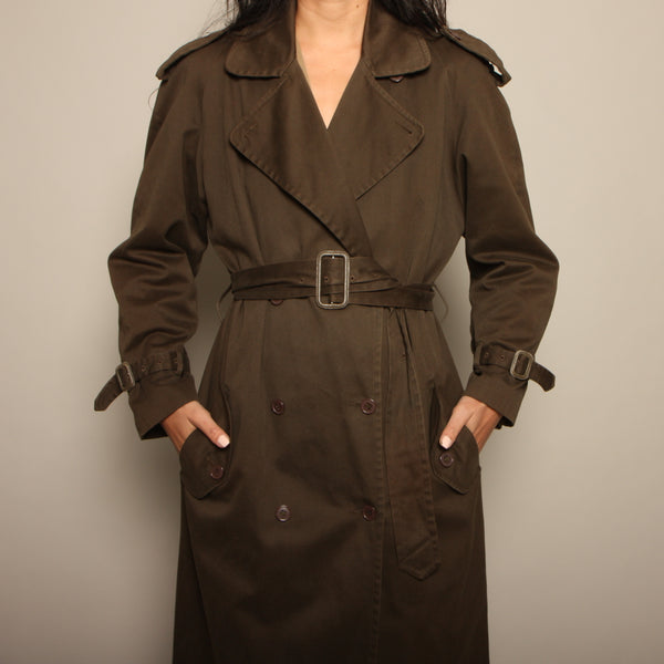 Vintage 1980's OMO Norma Kamali Belted Cotton Trench