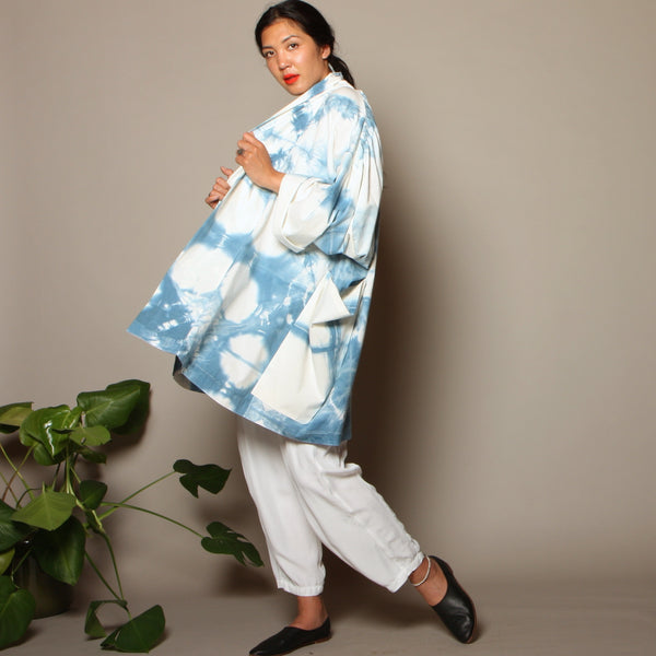 Shibori Tie Dyed Cotton Cocoon Jacket