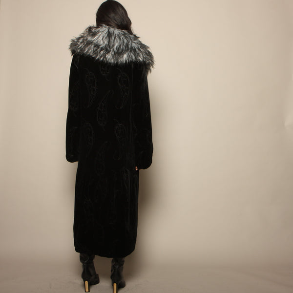 Vintage 80's OMO Norma Kamali Velvet + Faux Fur Cocoon Coat