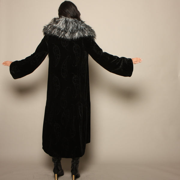 Vintage 80's OMO Norma Kamali Velvet + Faux Fur Cocoon Coat
