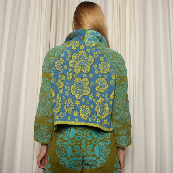 60's Floral Patchwork Quilted Terry Towel Jacket
