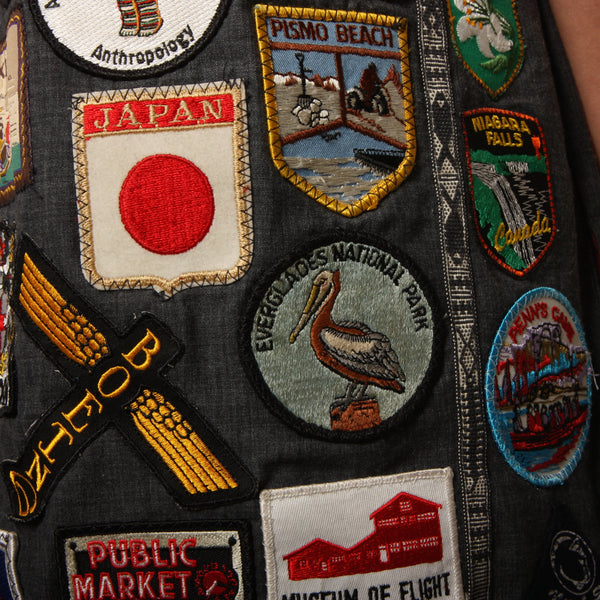 Vintage 70's OOAK World Traveler Patched Gilet Jacket