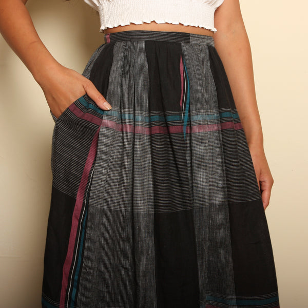Vintage 80's Perry Ellis Linen Grid Skirt
