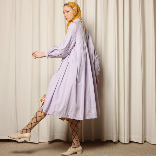 Vintage 70's Count Romi Lilac Pleated Trapeze Trench