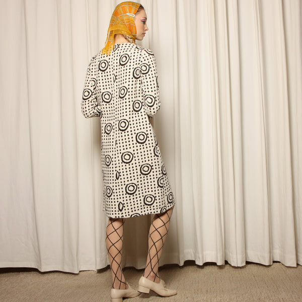 Vintage 60's Quilted Cotton Op-Art Print Dress