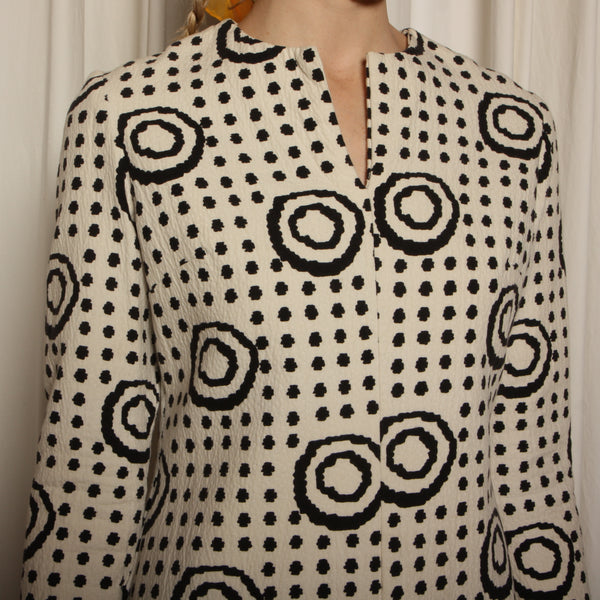 Vintage 60's Quilted Cotton Op-Art Print Dress