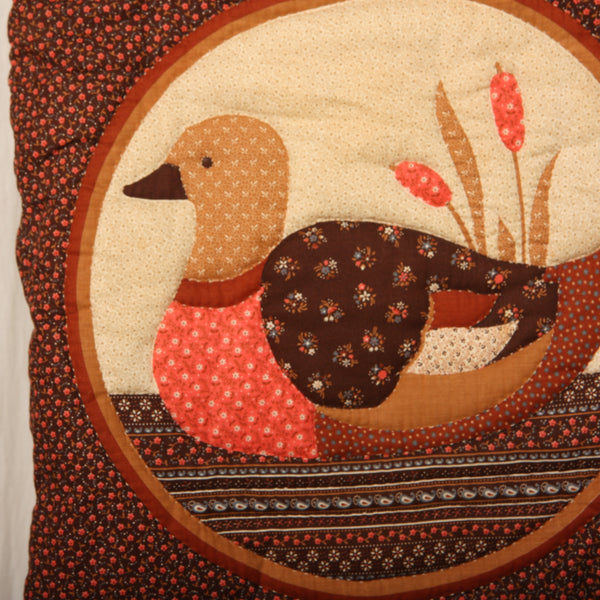 Vintage 70's Handmade Quilted Calico Duck Purse