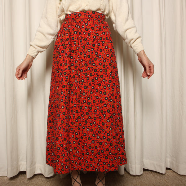 Vintage 60's Softest Quilted Cotton Maxi Wrap Skirt